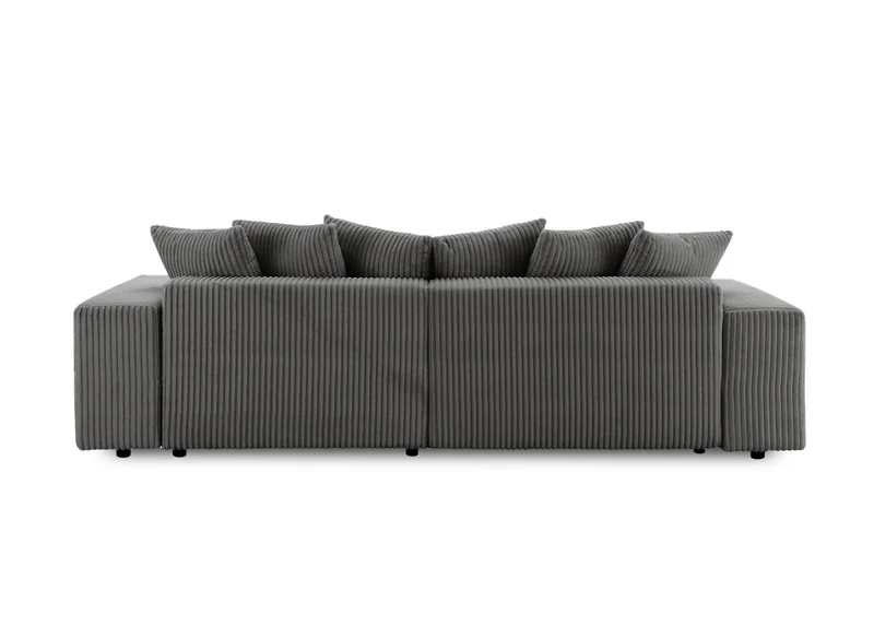 Canapé d'angle réversible convertible avec coffre en velours côtelé épais gris NOELIA