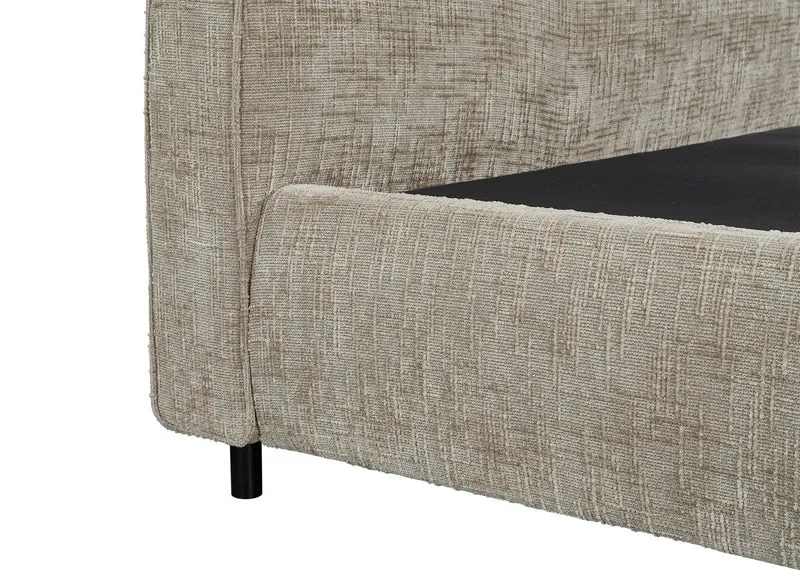 Lit coffre en velours chiné taupe 140x190cm MELO