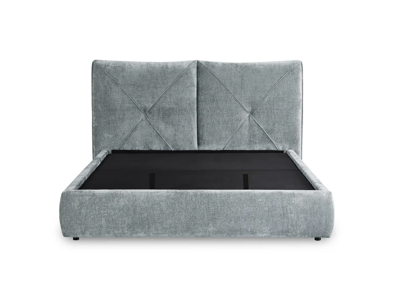 Lit coffre en tissu bouclette doux gris 140x190 cm NOAH