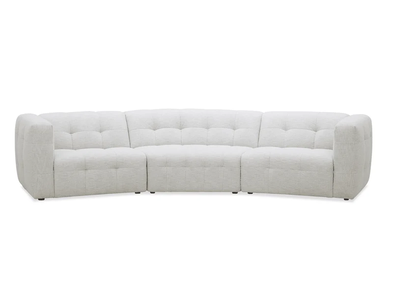 Canapé droit fixe 6 places en velours texturé beige ARELIA