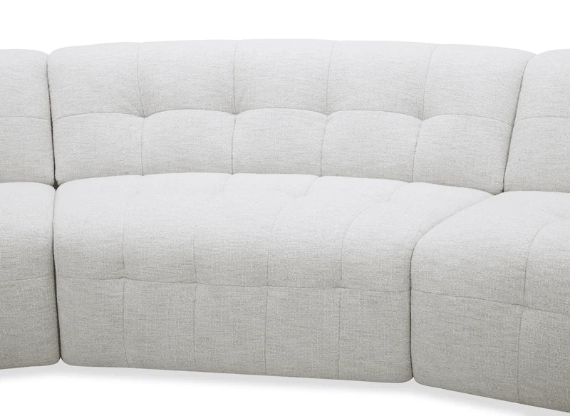 Canapé droit fixe 6 places en velours texturé beige ARELIA