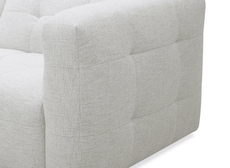 Canapé droit fixe 6 places en velours texturé beige ARELIA