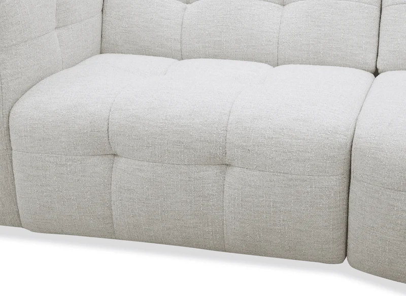 Canapé droit fixe 6 places en velours texturé beige ARELIA