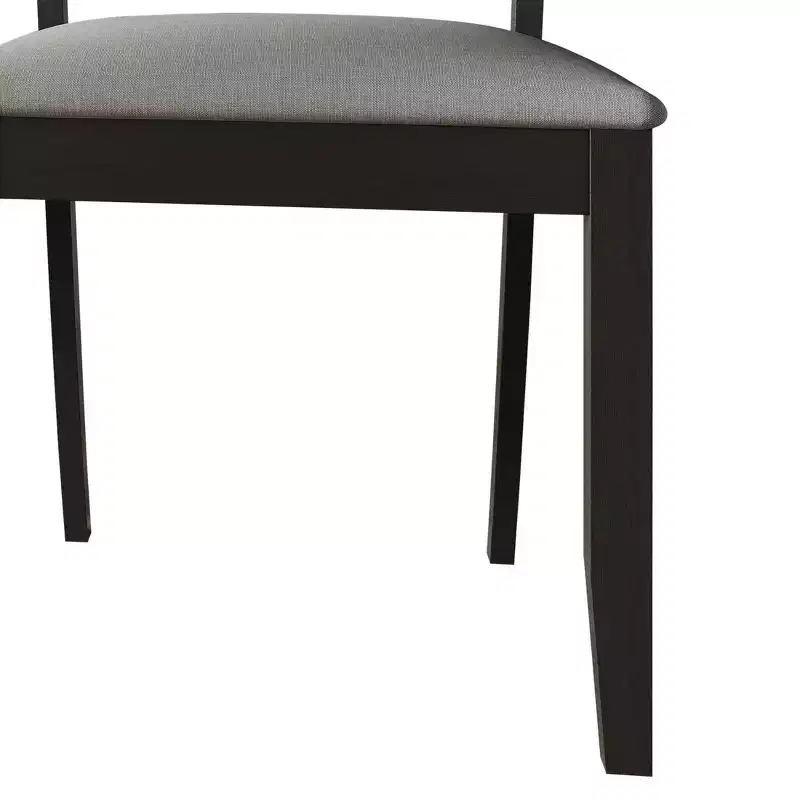 Lot de 2 chaises de salle à manger noires en bois avec canne, housse gris clair