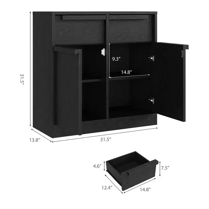 Buffet de Salle à Manger avec 2/4 Tiroirs 80/157 cm, Grand Buffet de Rangement, Meuble de Rangement Moderne pour Cuisine et Salle à Manger