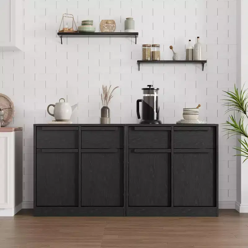 Buffet de Salle à Manger avec 2/4 Tiroirs 80/157 cm, Grand Buffet de Rangement, Meuble de Rangement Moderne pour Cuisine et Salle à Manger