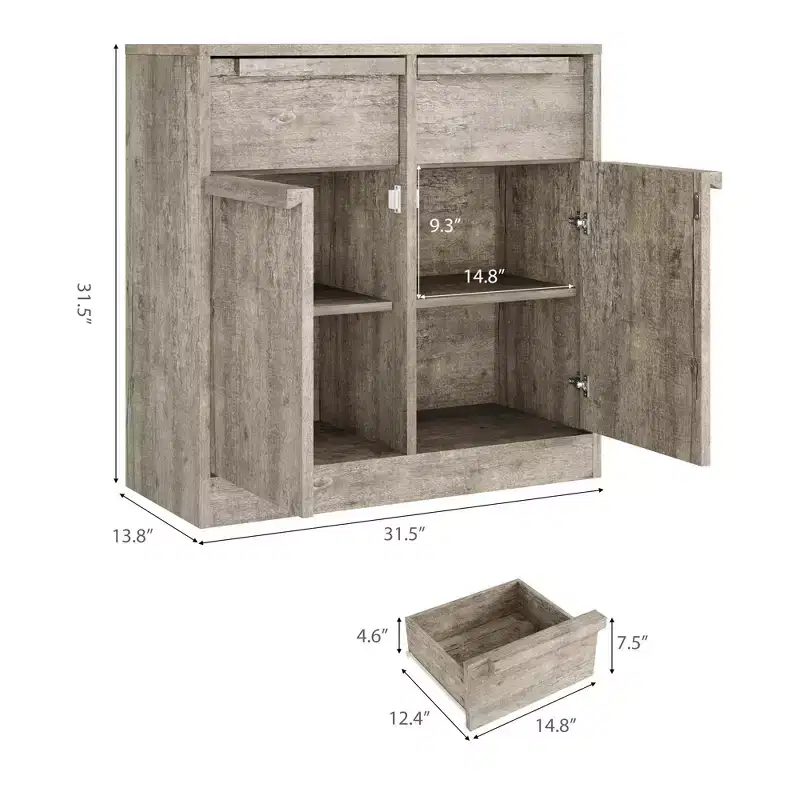 Buffet de Salle à Manger avec 2/4 Tiroirs 80/157 cm, Grand Buffet de Rangement, Meuble de Rangement Moderne pour Cuisine et Salle à Manger