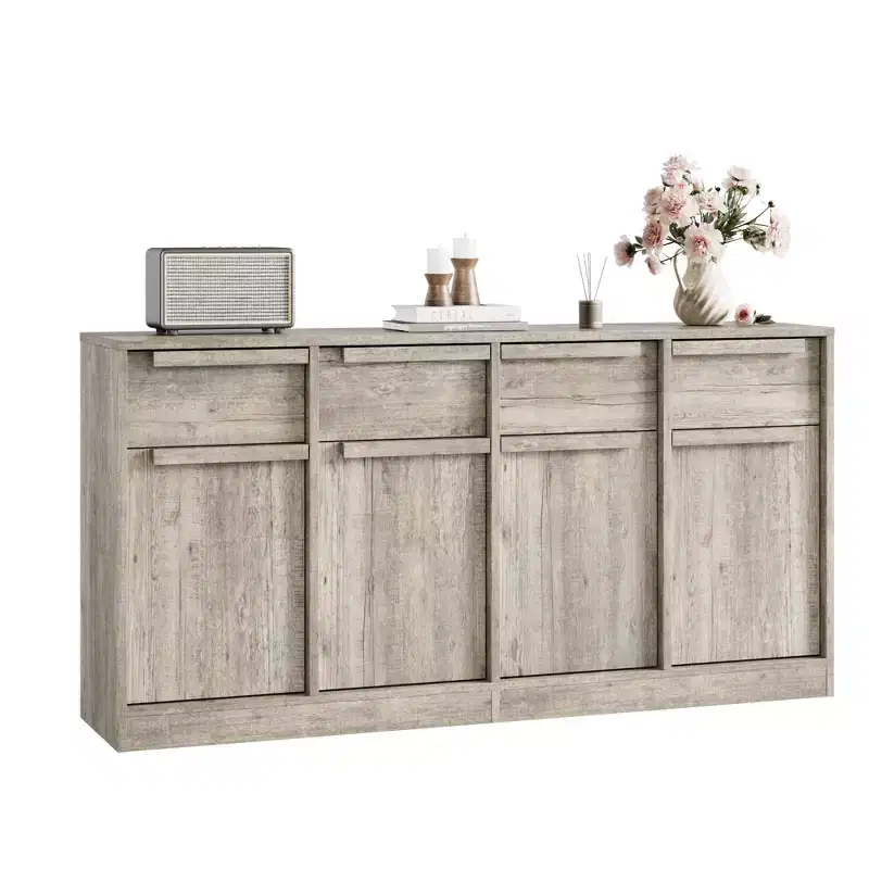 Buffet de Salle à Manger avec 2/4 Tiroirs 80/157 cm, Grand Buffet de Rangement, Meuble de Rangement Moderne pour Cuisine et Salle à Manger