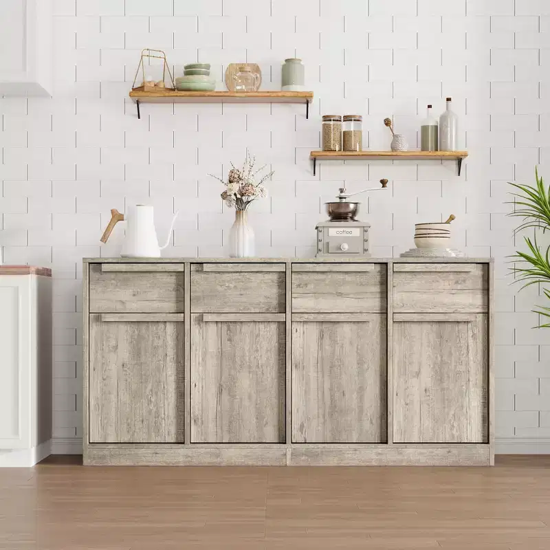 Buffet de Salle à Manger avec 2/4 Tiroirs 80/157 cm, Grand Buffet de Rangement, Meuble de Rangement Moderne pour Cuisine et Salle à Manger