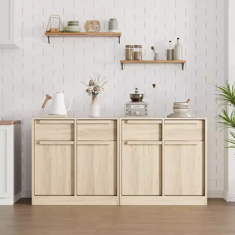 Buffet de Salle à Manger avec 2/4 Tiroirs 80/157 cm, Grand Buffet de Rangement, Meuble de Rangement Moderne pour Cuisine et Salle à Manger