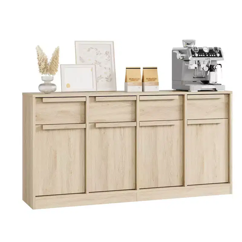 Buffet de Salle à Manger avec 2/4 Tiroirs 80/157 cm, Grand Buffet de Rangement, Meuble de Rangement Moderne pour Cuisine et Salle à Manger