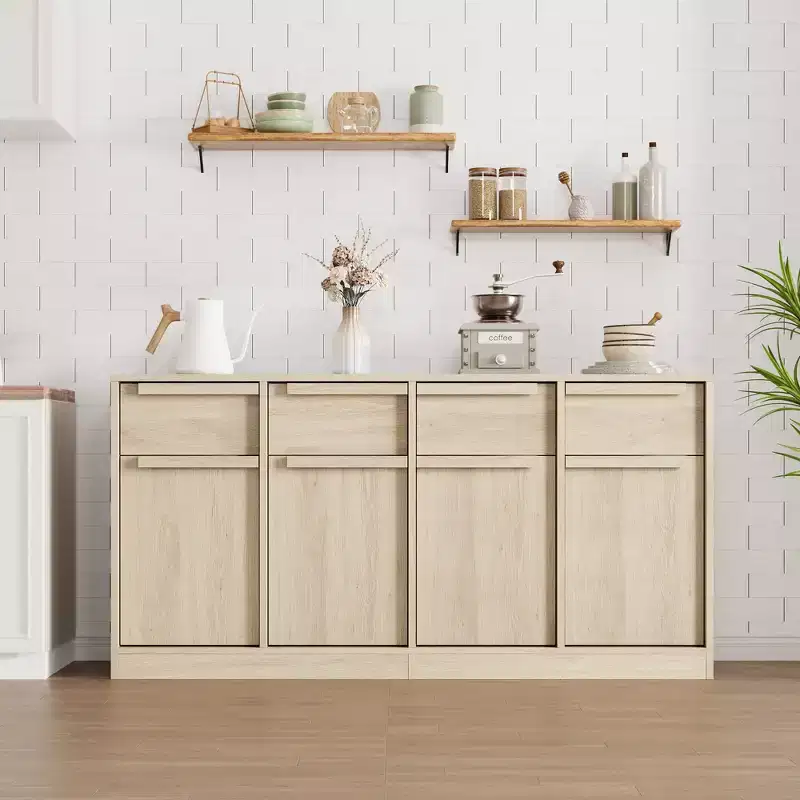 Buffet de Salle à Manger avec 2/4 Tiroirs 80/157 cm, Grand Buffet de Rangement, Meuble de Rangement Moderne pour Cuisine et Salle à Manger