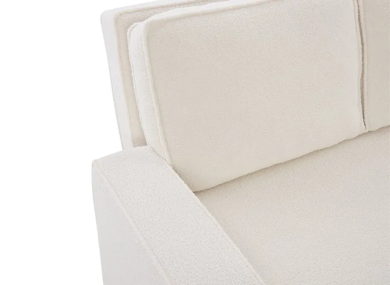 Canapé 3 places convertible en tissu bouclette écru JAMES