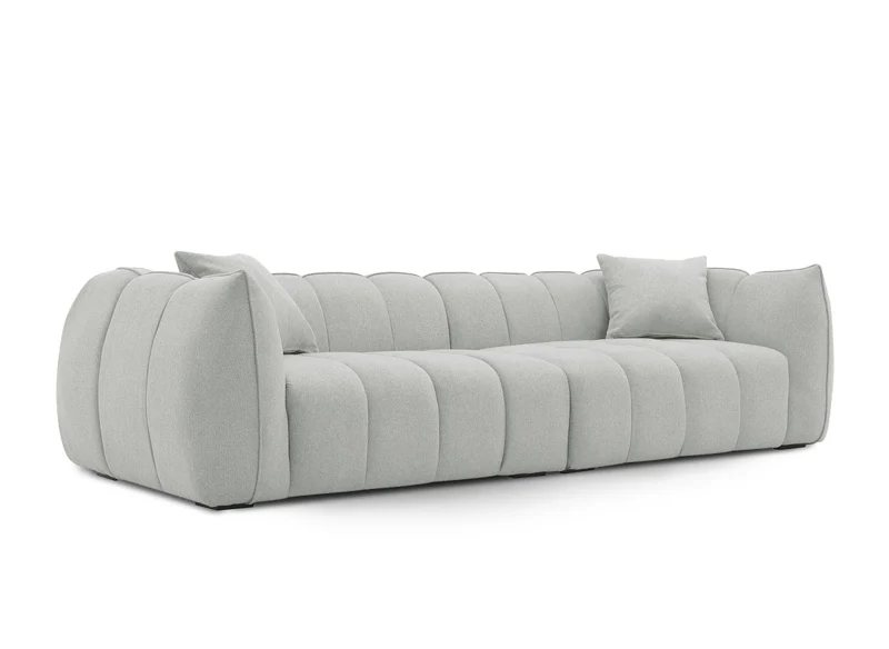 Canapé fixe 4 places en tissu gris ALISSA