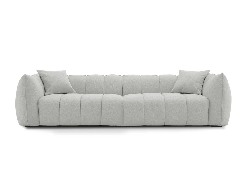 Canapé fixe 4 places en tissu gris ALISSA