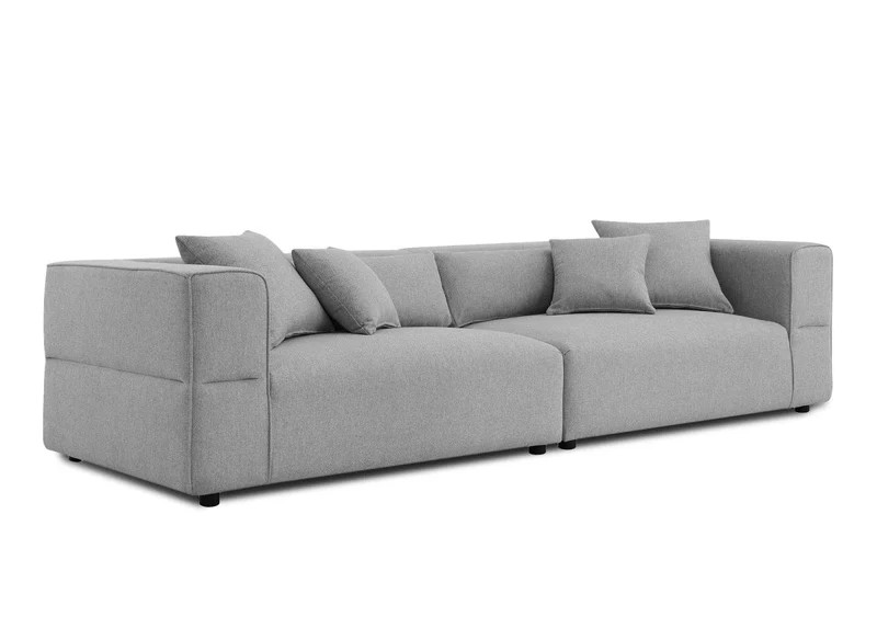 Canapé fixe 4 places en tissu gris EVELYNE
