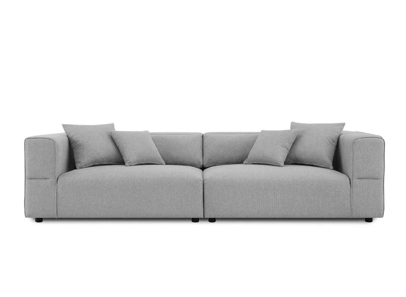 Canapé fixe 4 places en tissu gris EVELYNE