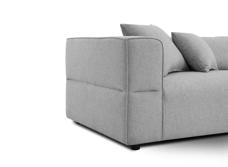 Canapé fixe 4 places en tissu gris EVELYNE