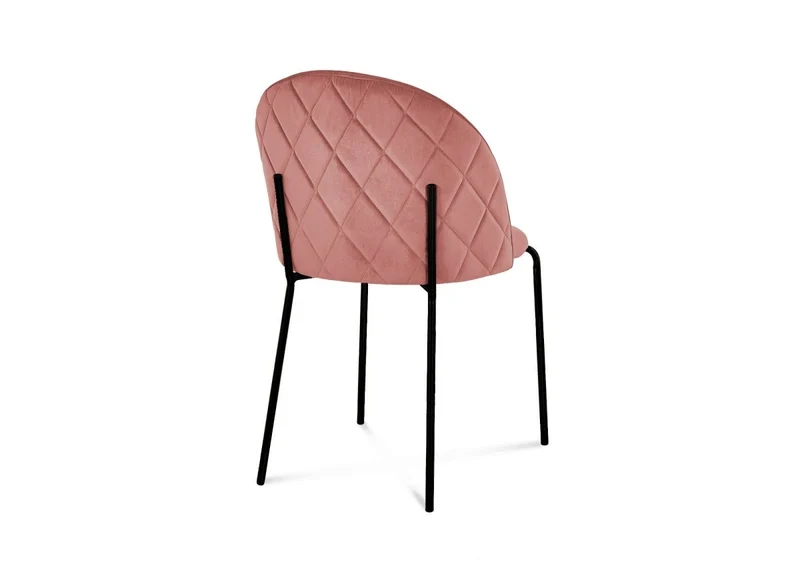 Lot de 2 chaises design en velours rose pieds noirs KENNETH