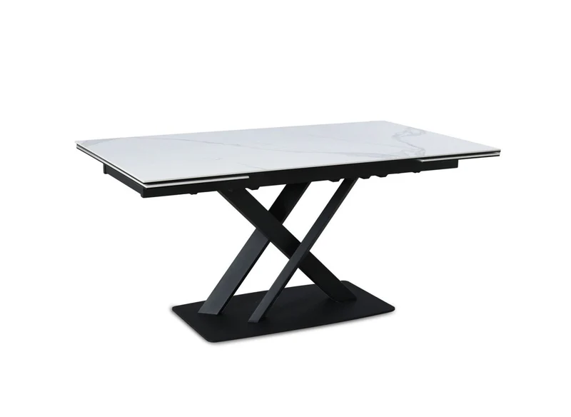 Table à manger extensible en céramique blanche 10 personnes 160-240 cm ELEGANCE