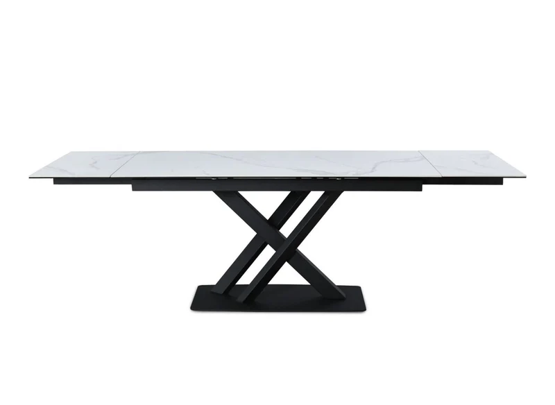 Table à manger extensible en céramique blanche 10 personnes 160-240 cm ELEGANCE