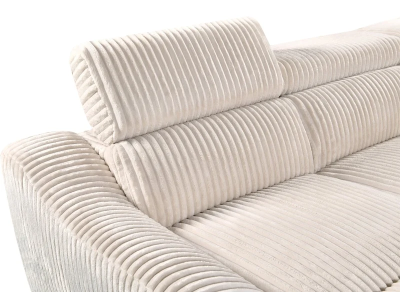 Canapé d'angle convertible avec coffre en velours côtelé épais beige DALTON - Angle droit