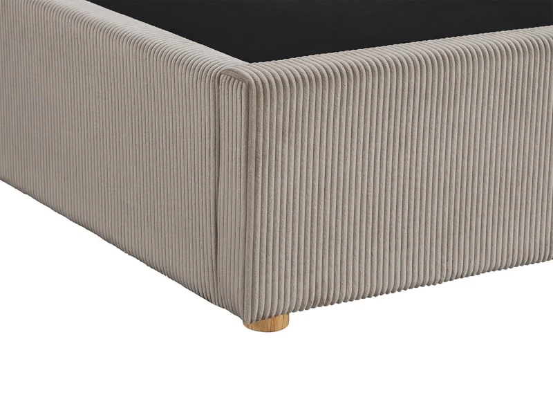 Lit coffre en velours côtelé taupe 140x190 cm ZELIA
