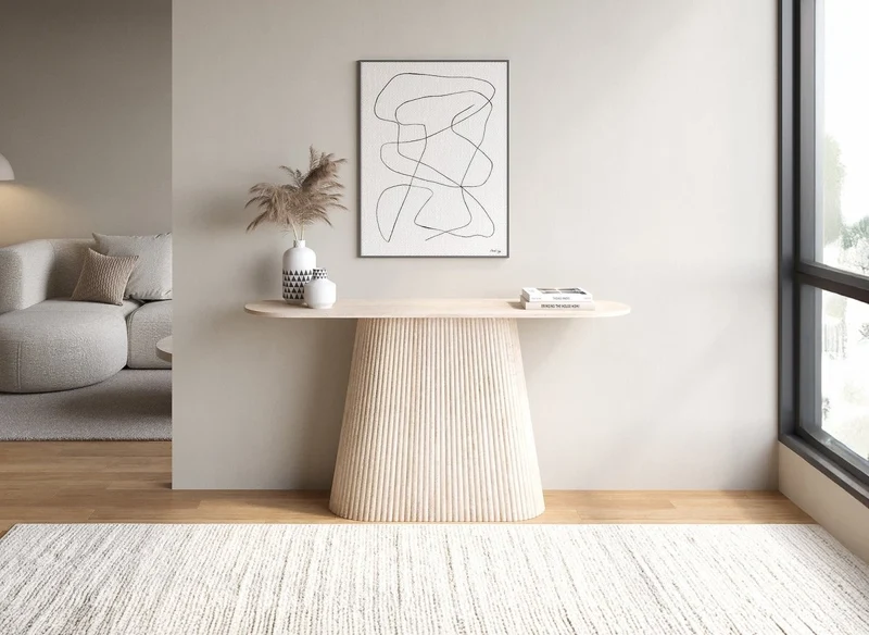 Console en marbre composite beige TIANA
