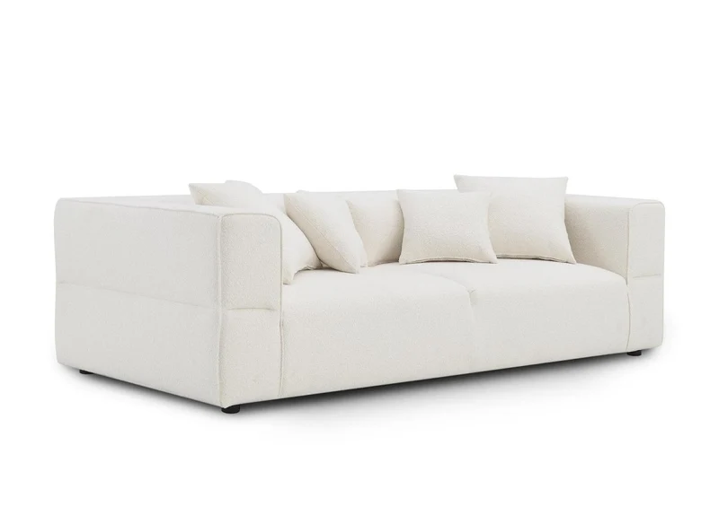 Canapé fixe 3 places effet peau de mouton beige EVELYNE