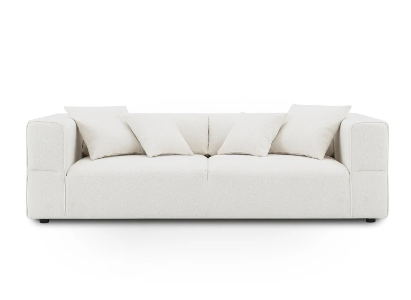 Canapé fixe 3 places effet peau de mouton beige EVELYNE