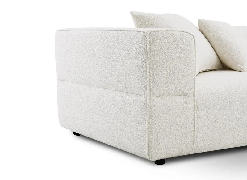 Canapé fixe 3 places effet peau de mouton beige EVELYNE