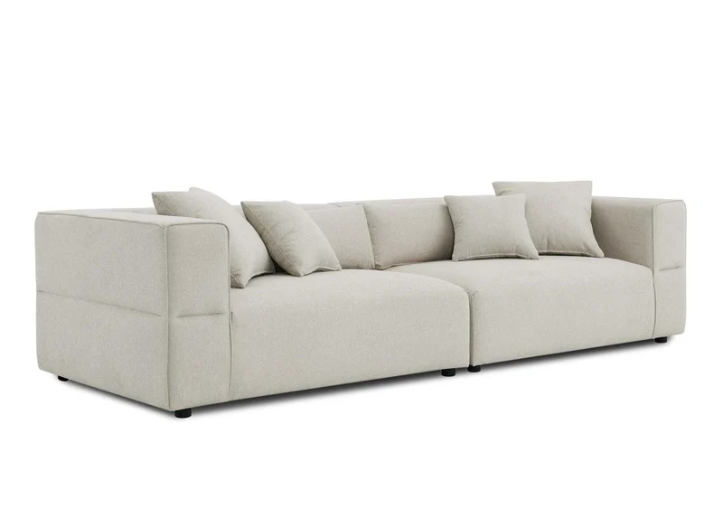 Canapé fixe 4 places en tissu beige EVELYNE