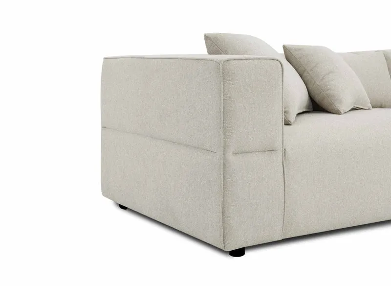 Canapé fixe 4 places en tissu beige EVELYNE