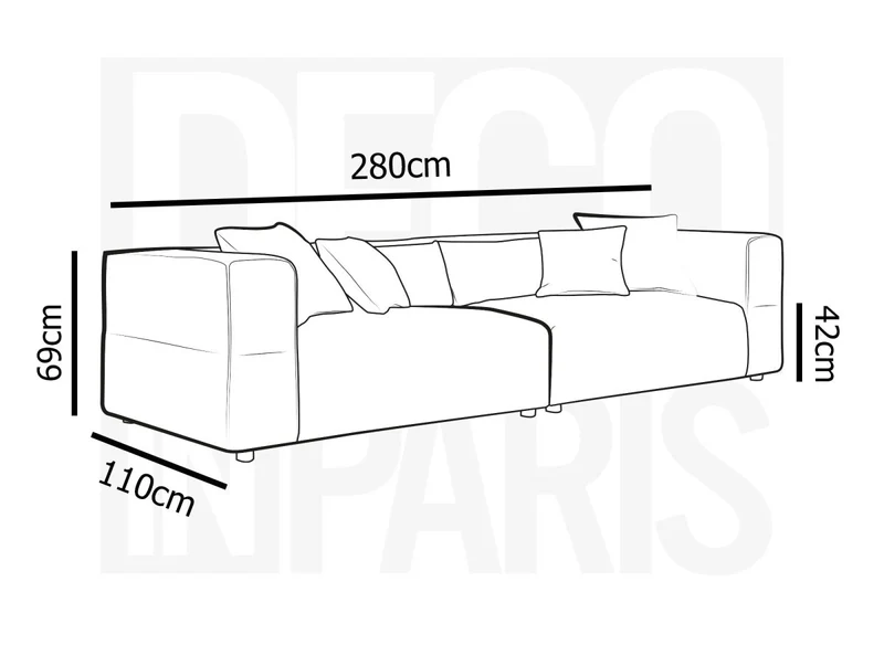 Canapé fixe 4 places en tissu beige EVELYNE