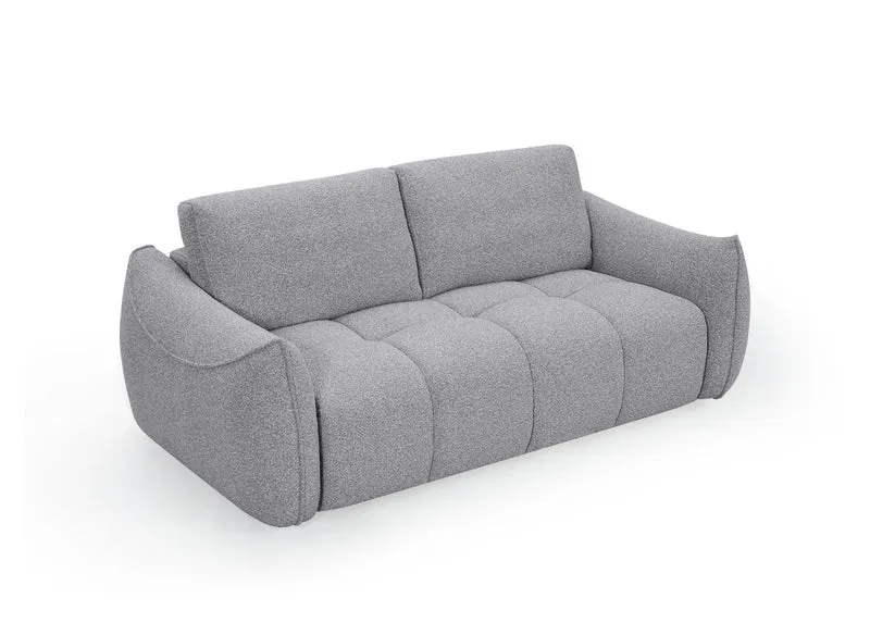 Canapé fixe 3 places en tissu bouclette gris EZRA
