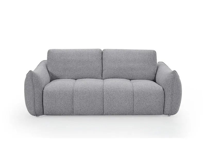 Canapé fixe 3 places en tissu bouclette gris EZRA