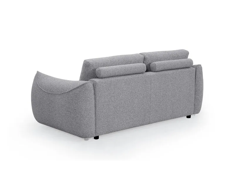 Canapé fixe 3 places en tissu bouclette gris EZRA