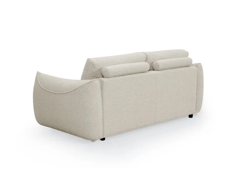 Canapé fixe 3 places en tissu bouclette beige EZRA
