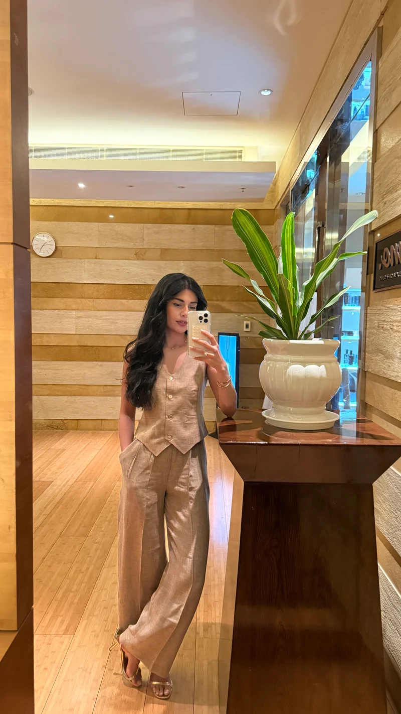 Camille Coord Set with Straight Pants - Sand (As Seen On Radhica Diwan)