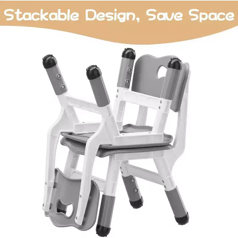 Lot de 2 chaises pour enfants, chaises pour enfants réglables en hauteur, chaises pour tout-petits pour enfants garçons filles de 2 à 6 ans, pour la maison, la famille, la salle de classe, la crèche gris
