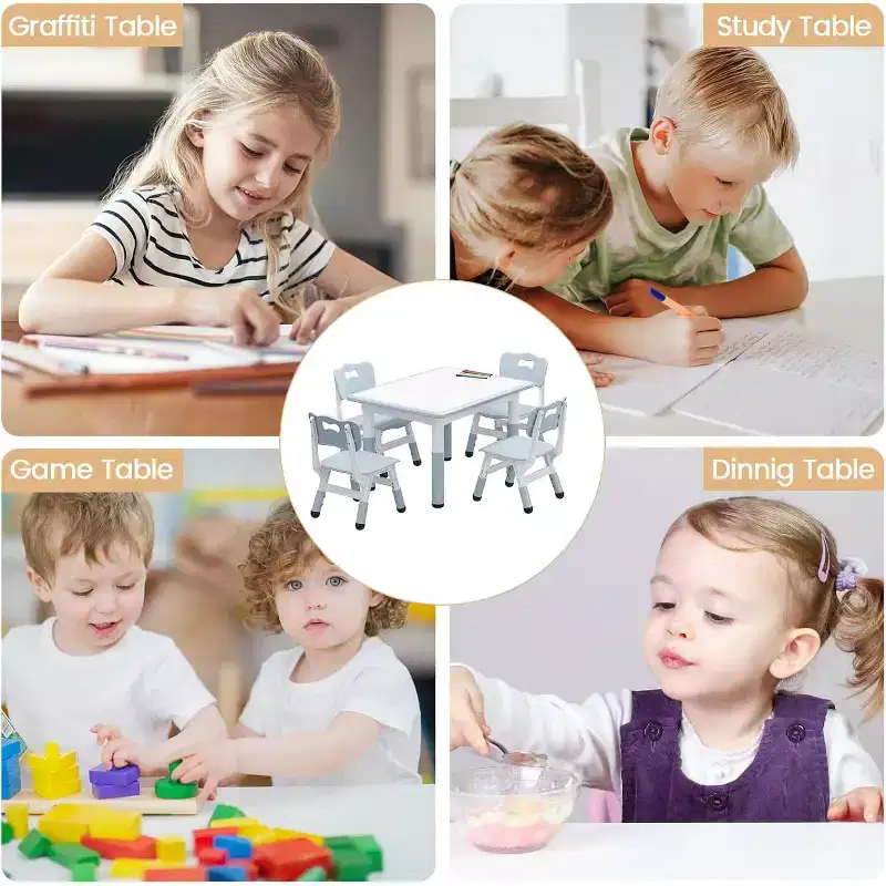 Lot de 2 chaises pour enfants, chaises pour enfants réglables en hauteur, chaises pour tout-petits pour enfants garçons filles de 2 à 6 ans, pour la maison, la famille, la salle de classe, la crèche gris