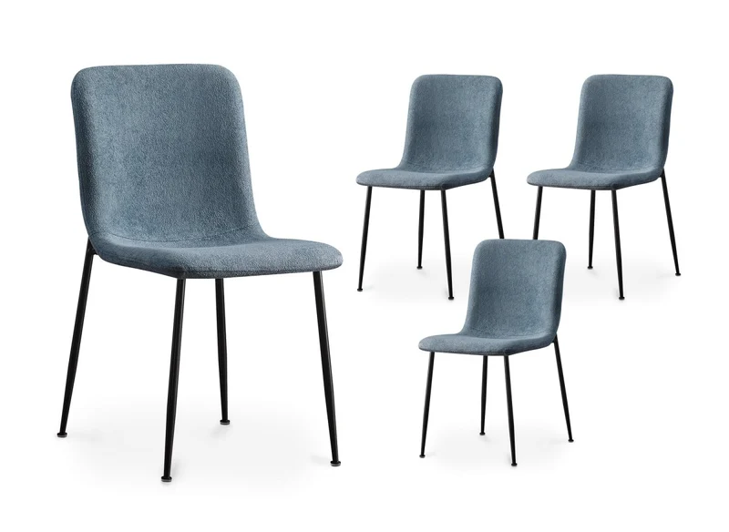 Lot de 4 chaises en tissu bleu CHERYL