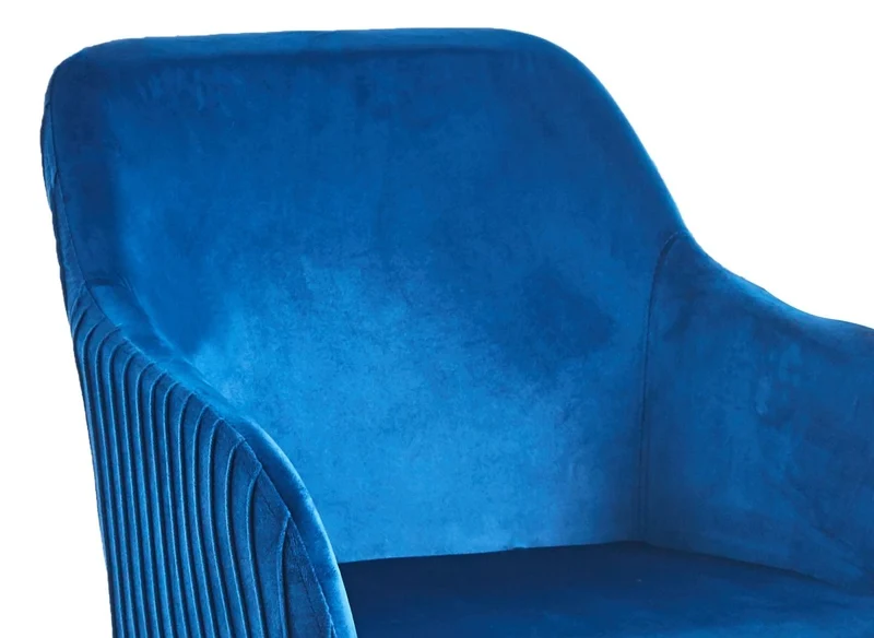 Lot de 2 chaises en velours bleu pieds en métal noir DEVOR