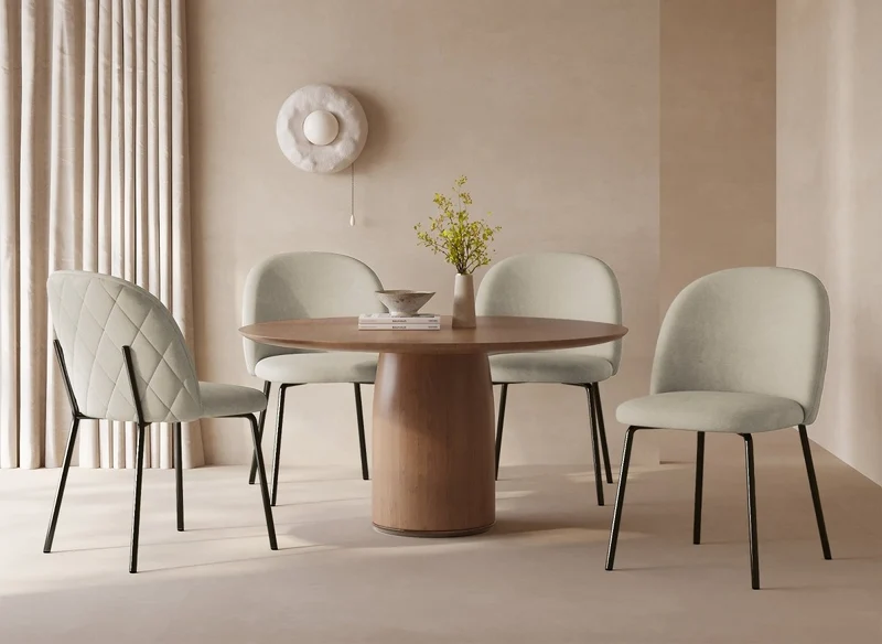 Lot de 2 chaises design en velours beige pieds noirs KENNETH