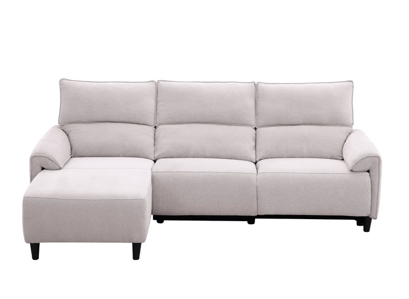 Canapé d’angle relax électrique en tissu beige LUDMILA - Angle gauche