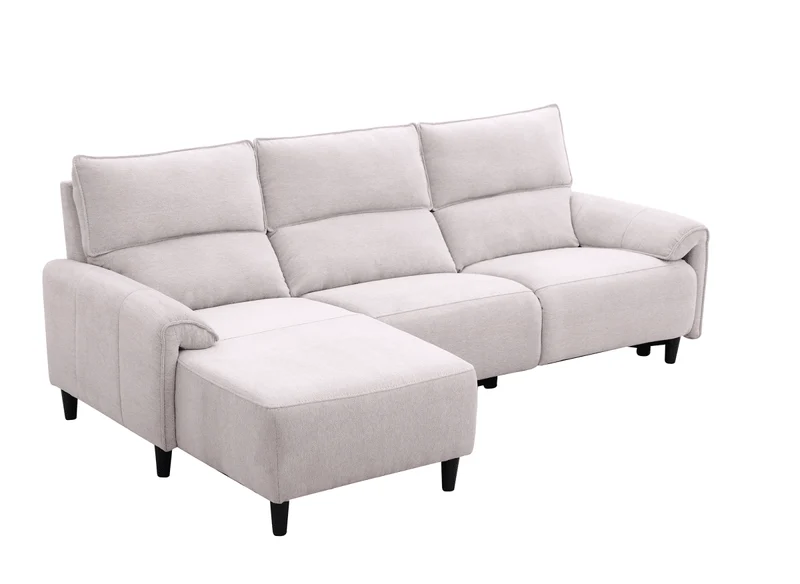 Canapé d’angle relax électrique en tissu beige LUDMILA - Angle gauche