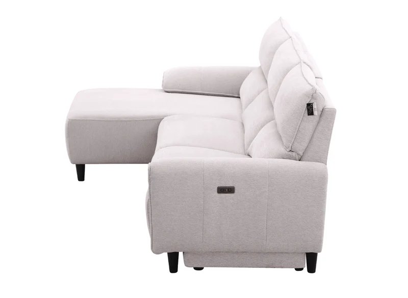 Canapé d’angle relax électrique en tissu beige LUDMILA - Angle gauche