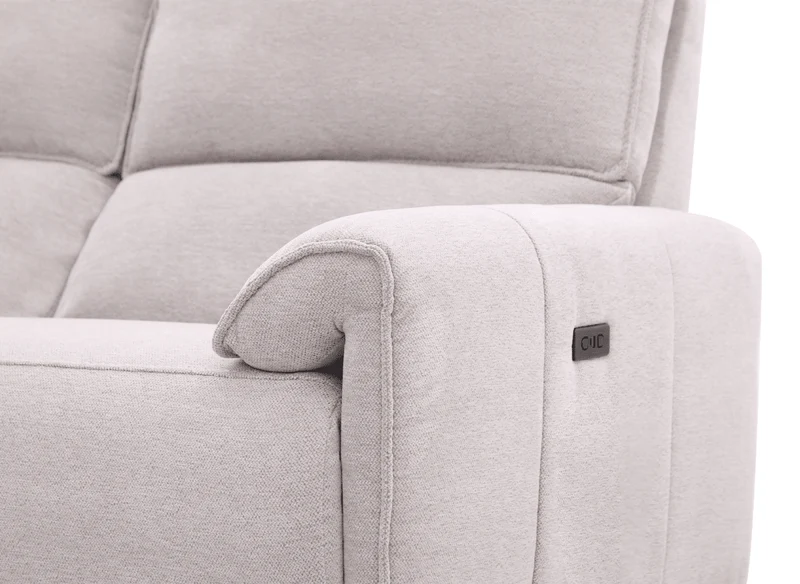 Canapé d’angle relax électrique en tissu beige LUDMILA - Angle gauche