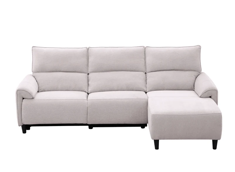 Canapé d’angle relax électrique en tissu beige LUDMILA - Angle droit