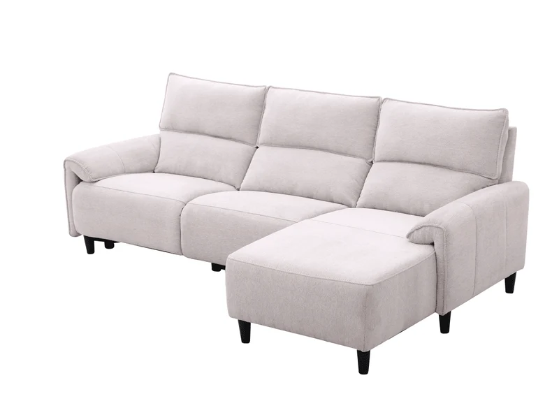 Canapé d’angle relax électrique en tissu beige LUDMILA - Angle droit